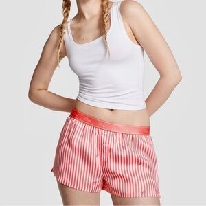 PINK Victoria’s Secret Striped Pink Boxer Pajama Shorts